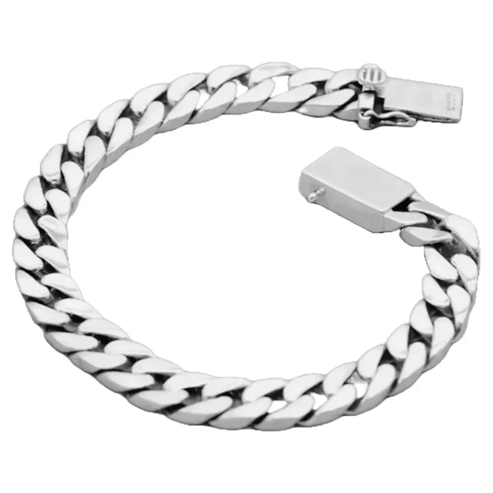 Solid .925 Sterling Silver Thick Cuban Chain Bracelet